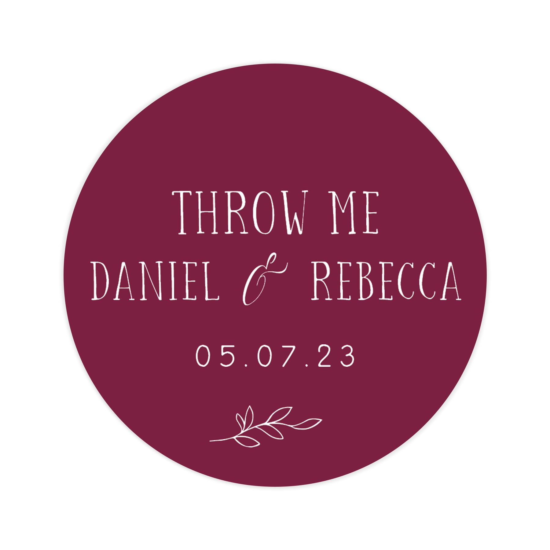 Personalised Throw me Confetti Wedding Stickers | 12 Colour Choice Round Circle Wedding Labels | Favor Sticker | Weddings Favors Thank You Stickers | 35 Round Stickers (Wine)