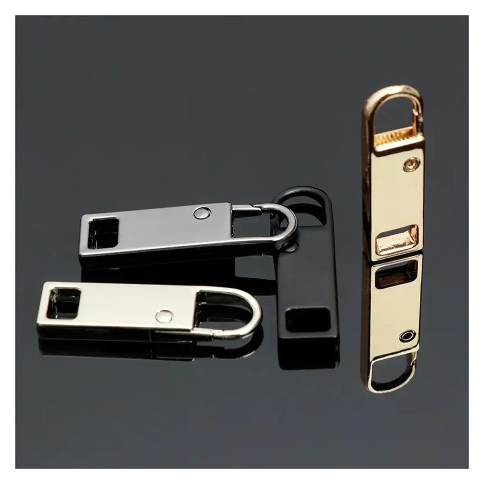 Recambios para tiradores de cremallera, Reemplazo extraíble del deslizador de la cabeza cremallera metal for los bolsos y ropa Paquete multicolor 4(Golden-4pcs)