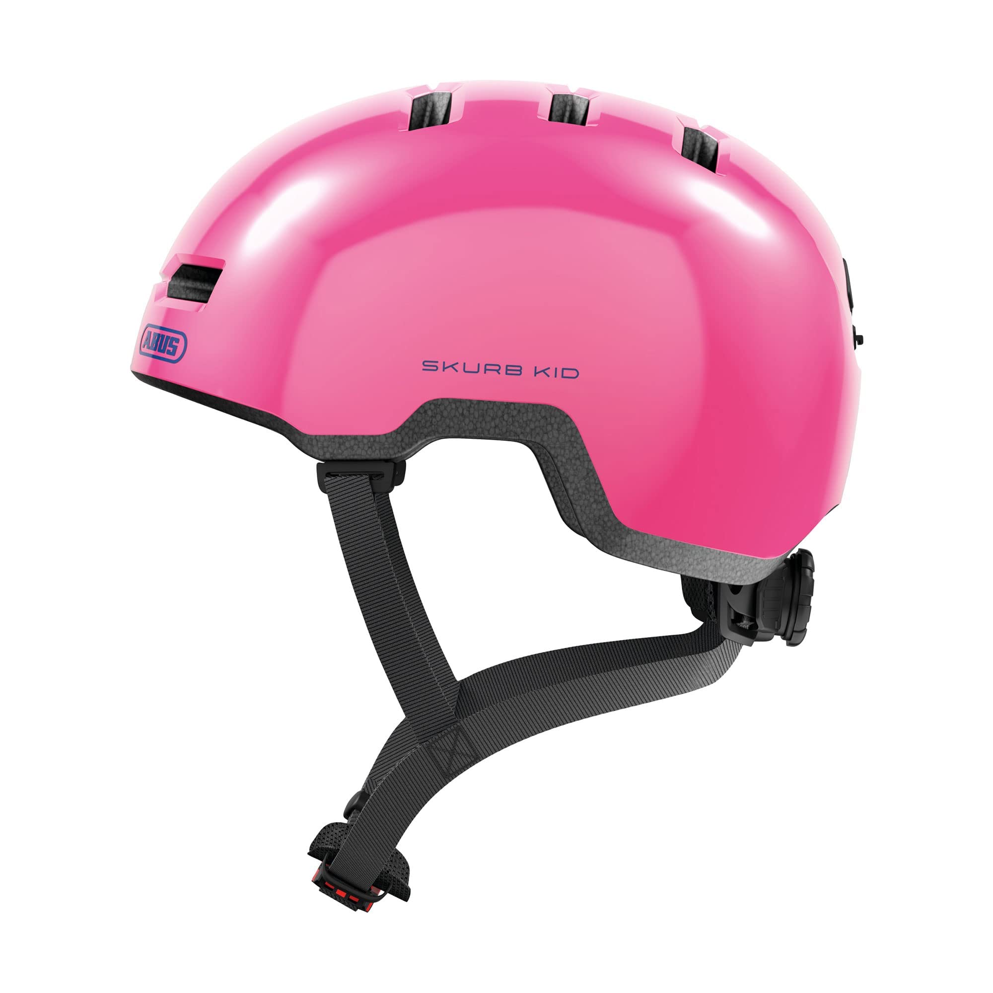 ABUS Kinderhelm Skurb Kid - robuster Fahrradhelm im Skater-Look mit Platz für einen Zopf und vielfältigen Designs - für Mädchen und Jungen - Pink Glänzend, Größe M