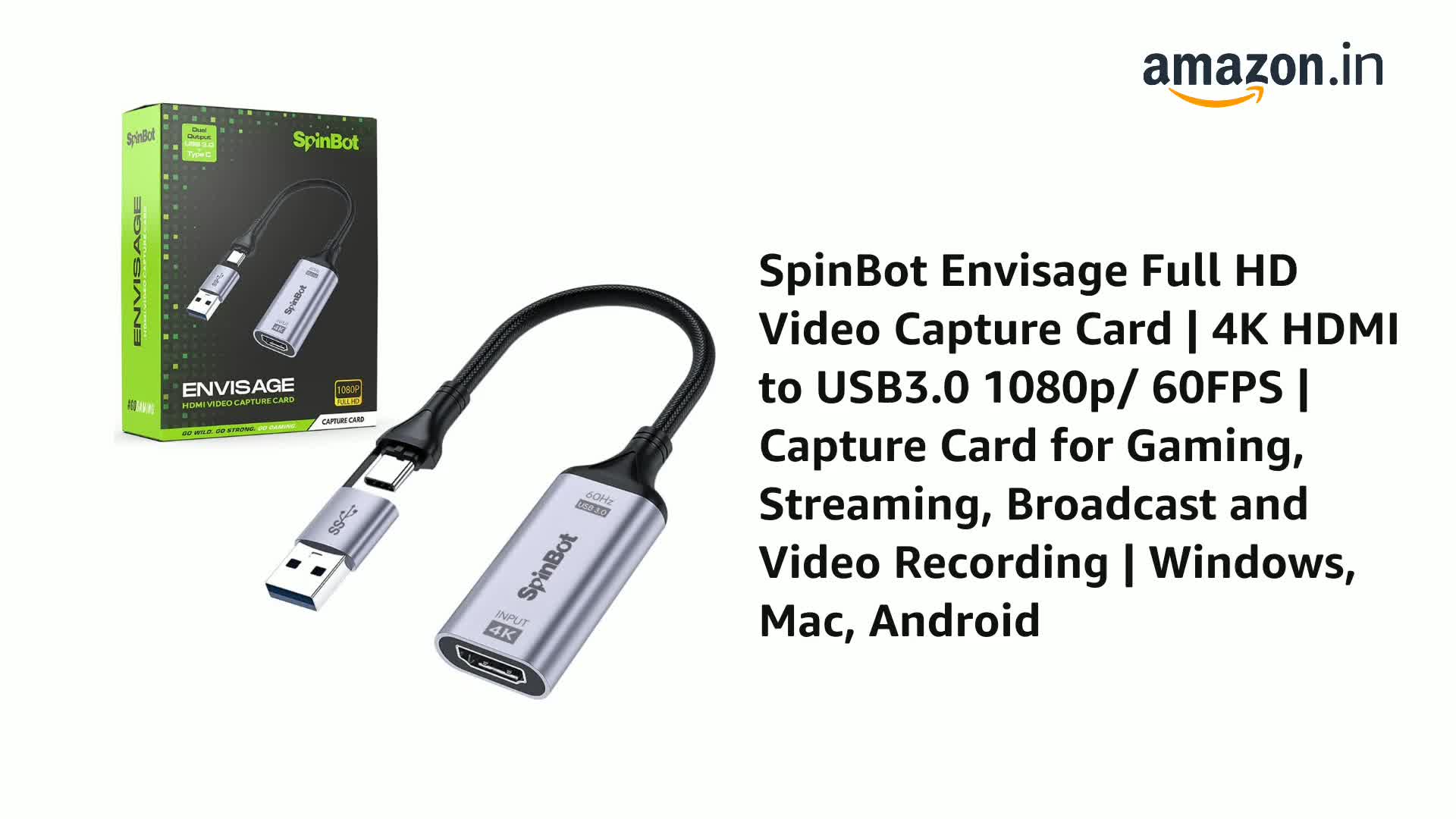 Jansicotek USB 3.2/USB-C Video Capture Card Support Mic HD 4K60 Video 4K 60fps Board Game Record For Live Streaming Video Recording Nintendo Switch/PS5/OBS/PC/Camera - View #9