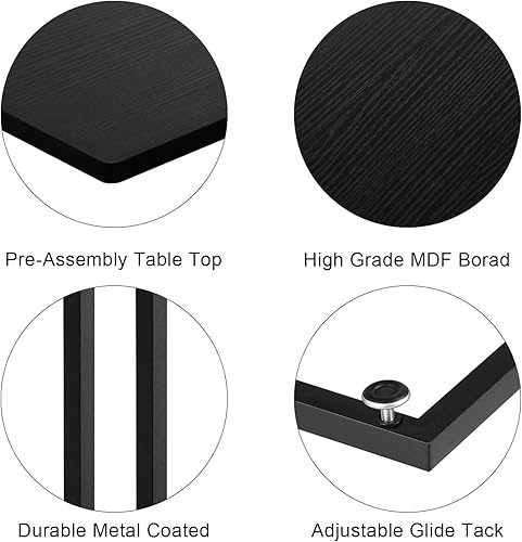 Miniatura 6 de VECELO Mesa auxiliar universal en forma de C, bandeja multifuncional para aperitivos y TV para sala de estar, dormitorio, color negro (1 juego)