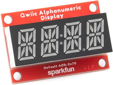 SparkFun Qwiic Alphanumeric Display - Red - 14-Segment Alphanumeric Display No Soldering Required 128 Patterns Maximum Display Segment Numbers 2X wall mounting Points