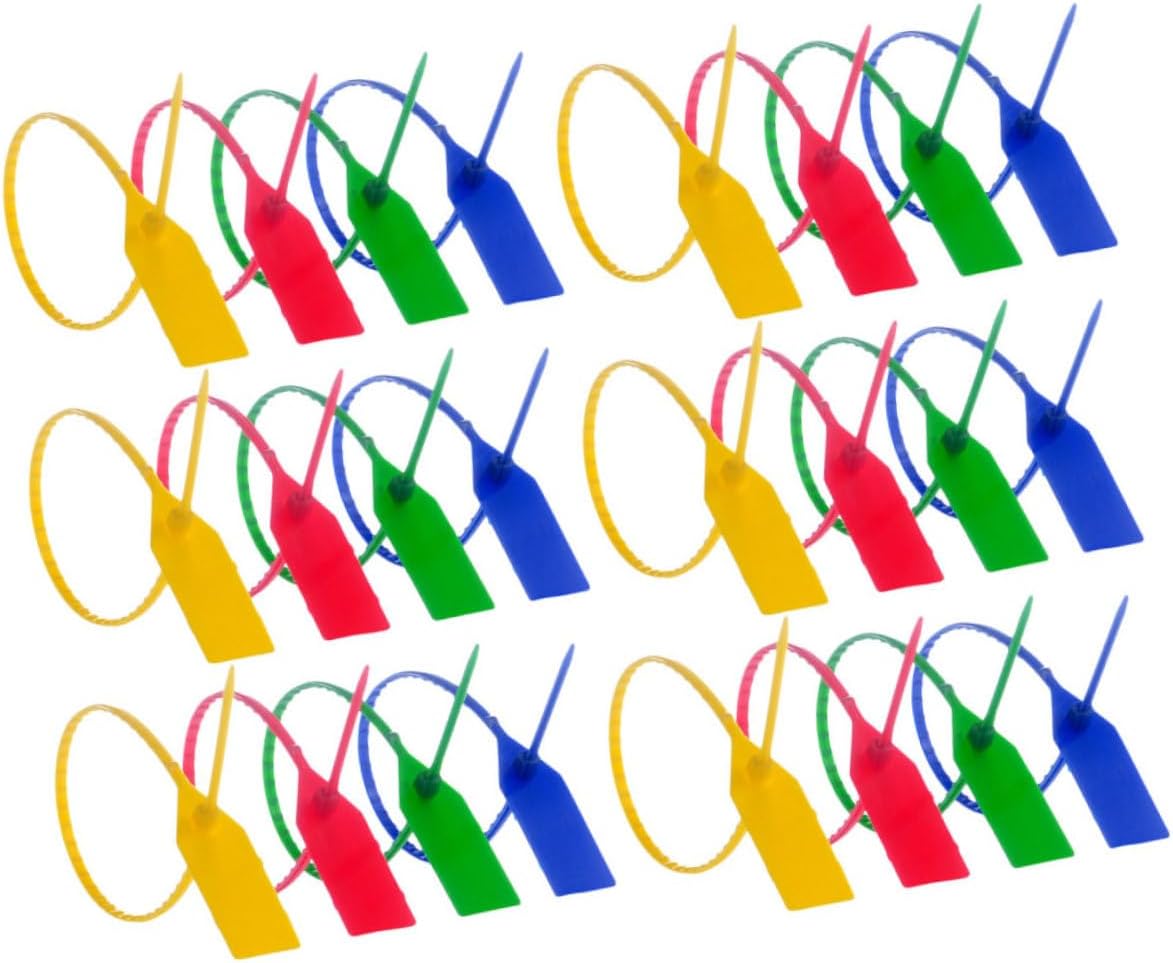 Ciieeo 100pcs Security Tamper Plastic Seal Zip Tie Tags for -counterfeiting Logistics and Packaging Self-Locking Design Random Colors