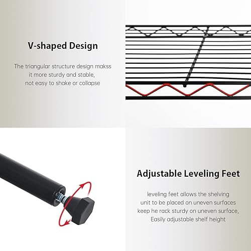 Miniatura 5 de Estantes de almacenamiento de 3 niveles, 13.2 pulgadas de profundidad x 23 pulgadas de ancho x 30.2 pulgadas de alto, estantes de metal, estante de