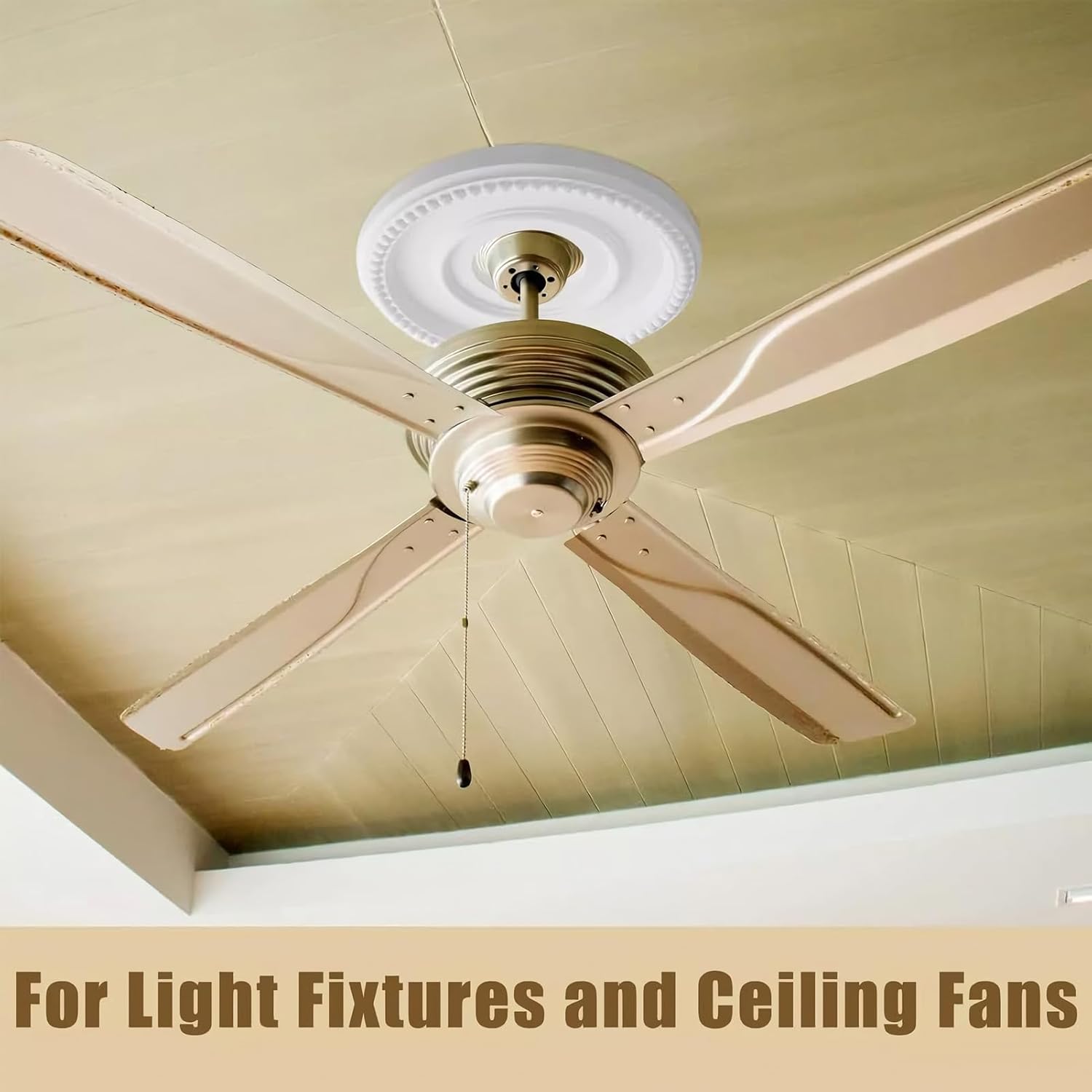 Ceiling Medallion - Polyurethane Decorative Base for Lighting | European Style Canopy Ornament with Intricate Relief & Primed for Home, Bedroom and Living Room