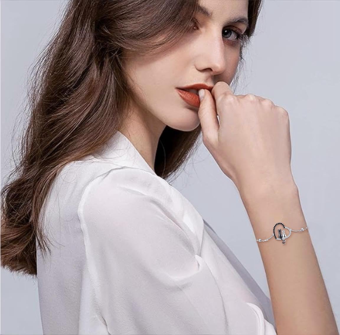 SNOWELLE Cat Bracelet S925 Sterling Silver Heart Cat Adjustable Bracelets Animal Jewelry Gift for Women - Image 5