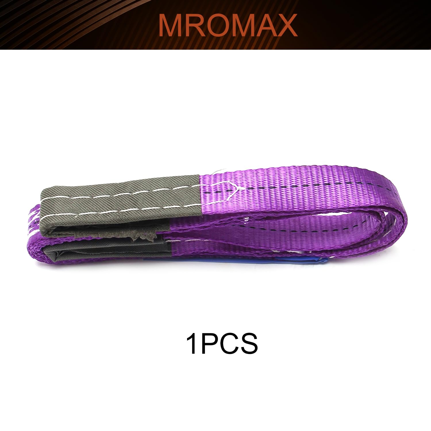 MroMax 1 Ton Lifting Strap 3.28ft - Purple Polyester For Rigging, Moving, Towing