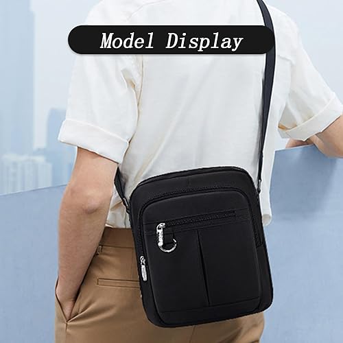Miniatura 5 de Lizbin Bolsa tipo mensajero para hombre, pequeña bolsa cruzada casual negra, bolso cruzado para hombre y mujer, bolsa de hombro tipo mensajero de