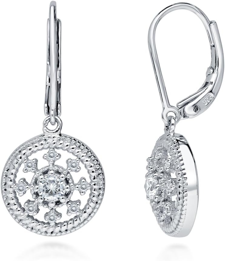 BERRICLE Sterling Silver CZ Statement Dangle Earrings for Women, Trendy Minimalist Simulated Diamond Cubic Zirconia Drop Earrings - Yellow Gold Flashed, Small/Large Size