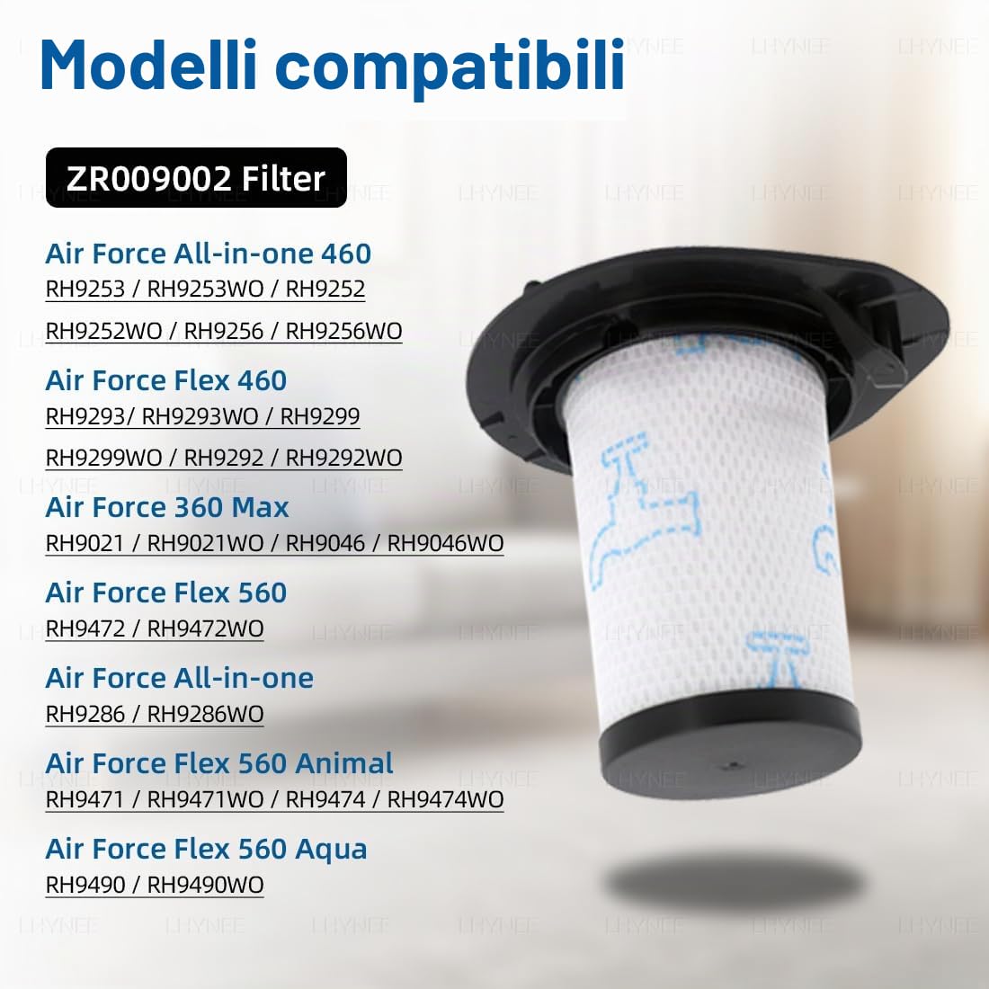 Fltri per rowenta aspirapolvere Air Force 460 All In One RH92xx Modelli, Filtro Per Rowenta Air Force Flex 560 RH94xx Modelli Aspirapolvere, Ricambio per air force ZR009002