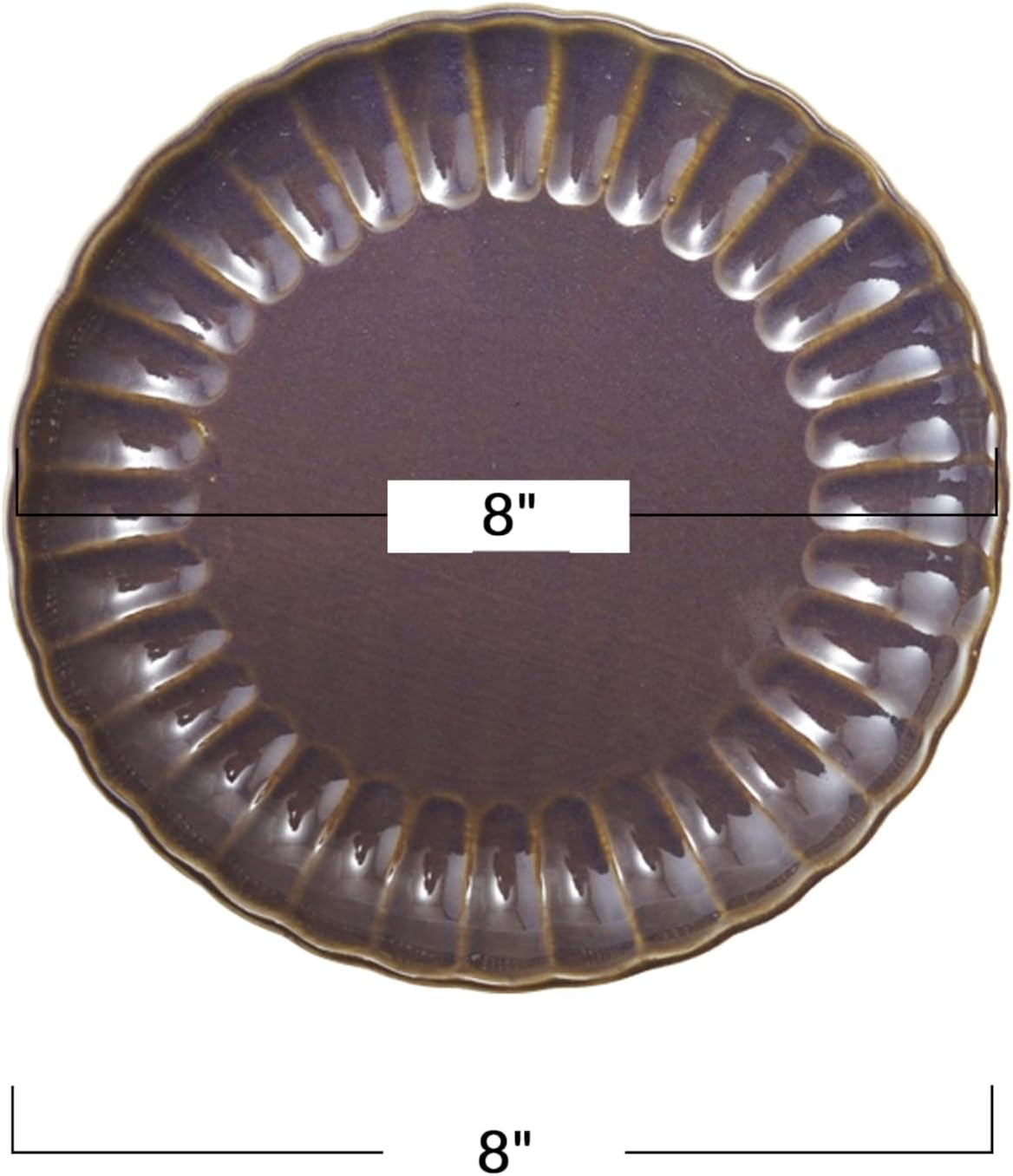 Creative Co-Op Round Stoneware Fluted Plate with Reactive Glaze, Plum Color, Set of 4