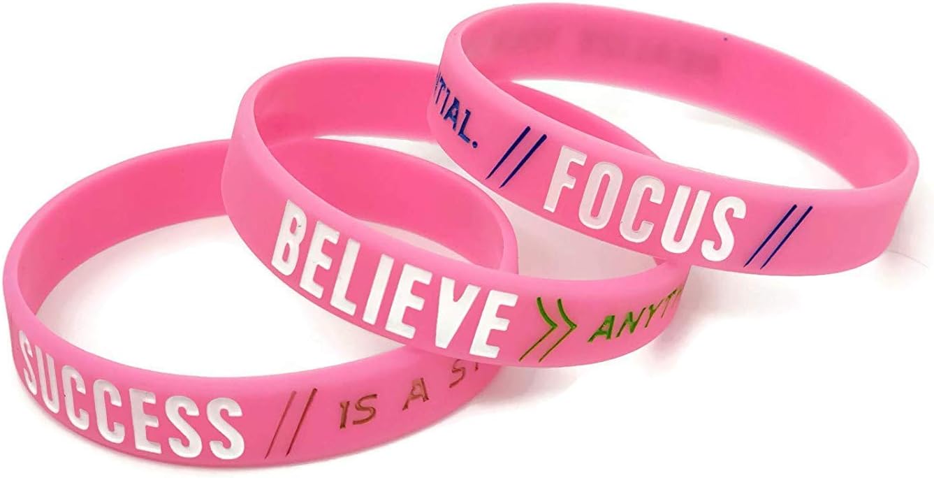 11thGear Success Focus Believe | Motivational Silicone Wristband Bracelet Set | Gym Fitness Sport Present For Him Her 2018