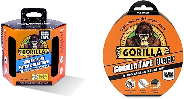 Gorilla Waterproof Patch & Seal Tape Black 3m and Tape Black 32m