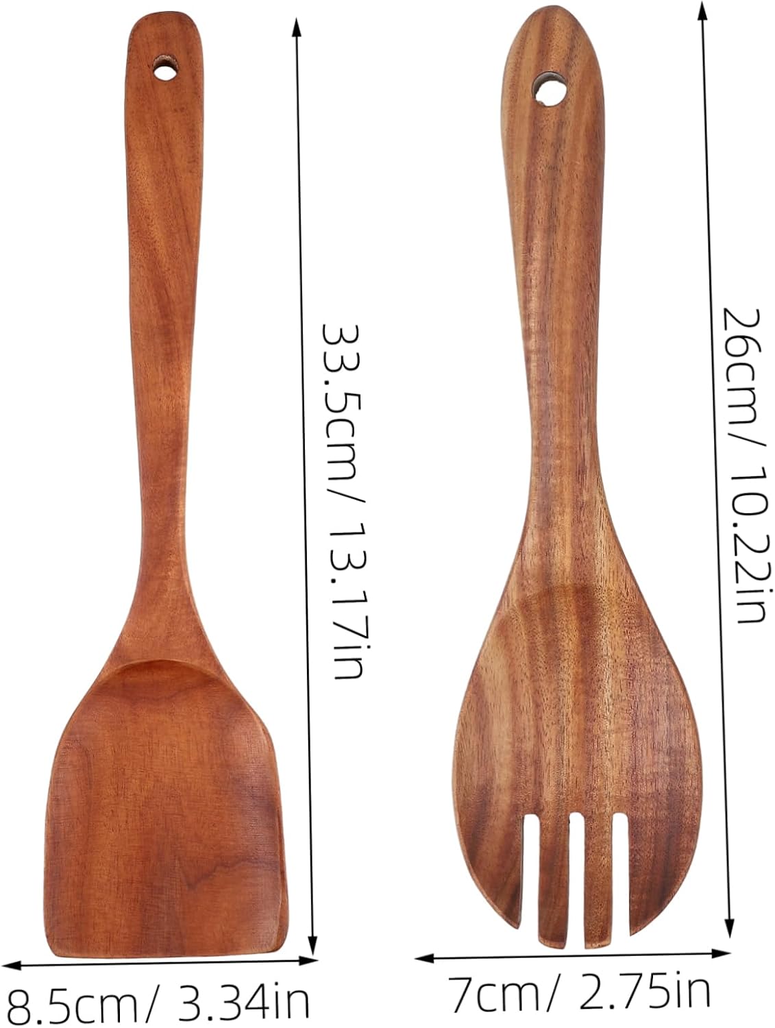 1set Handle Wooden Salad Servers Spatula Fork Utensil for Tossing and Serving Salad Kitchen Tool Rustic Design