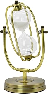 Owlgift Vintage 30-Minute Rotating Hourglass Timer – Large Retro Brass Metal & Glass Sand Clock – White Sand Watch 30 Min - Industrial Desk Décor - for Home, Office Décor & Gift