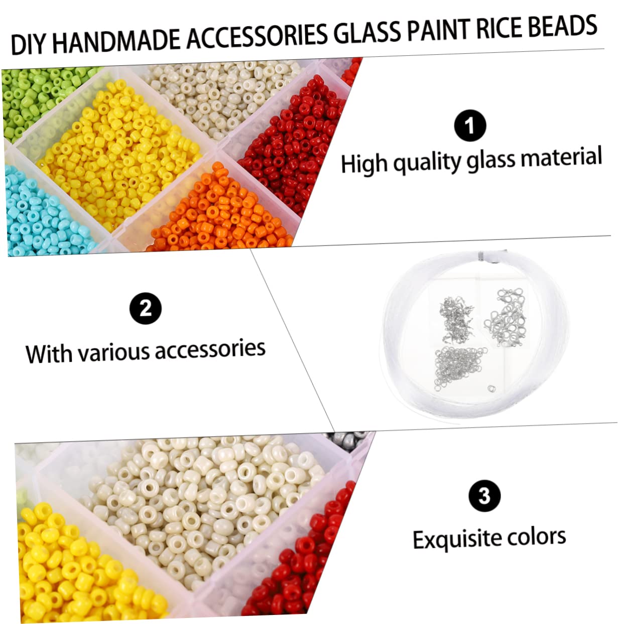 Cuentas Sueltas de Vidrio Redondas 2mm para Joyería DIY