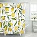TOMPOP Shower Curtain Green Brazil Floral Pattern Lemon Fruits Flowers Leaves Elegant Exotic Waterproof Polyester Fabric 72 x 72 inches Set Hooks