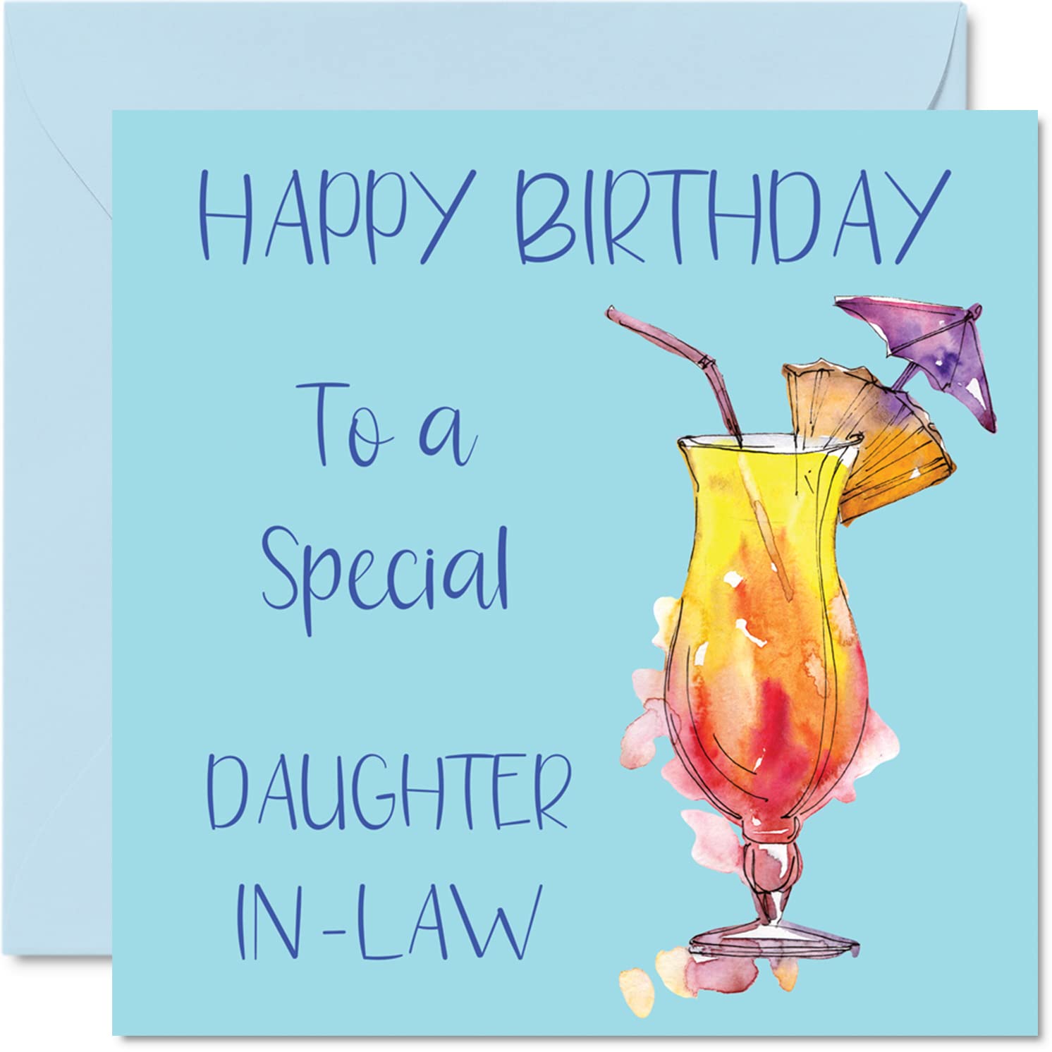 Cocktail Birthday Cards for Women - Special Daughter In Law - Happy Birthday Card from Mother Father In Law 145mm Greeting Cards, Drinking Bday Cards