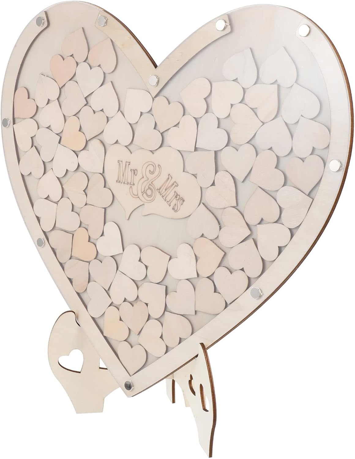 1set Rustic Heart-Shaped Wedding Guest Book Creative Sign for Wedding Reception Shower Guestbook Unique Decoration Easy Assembly Long-