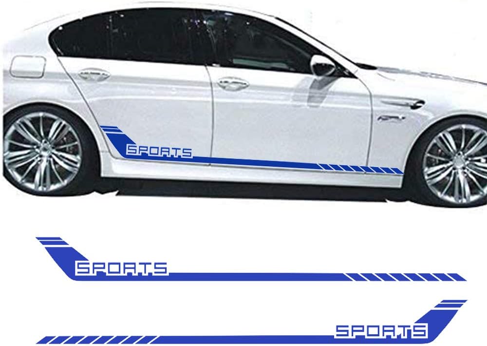 1pair/2Pcs Car Sport Stripes Racing Lower Door Panel Decal for car Side Sticke Fir for All Cars SUV Free Size Matte Color