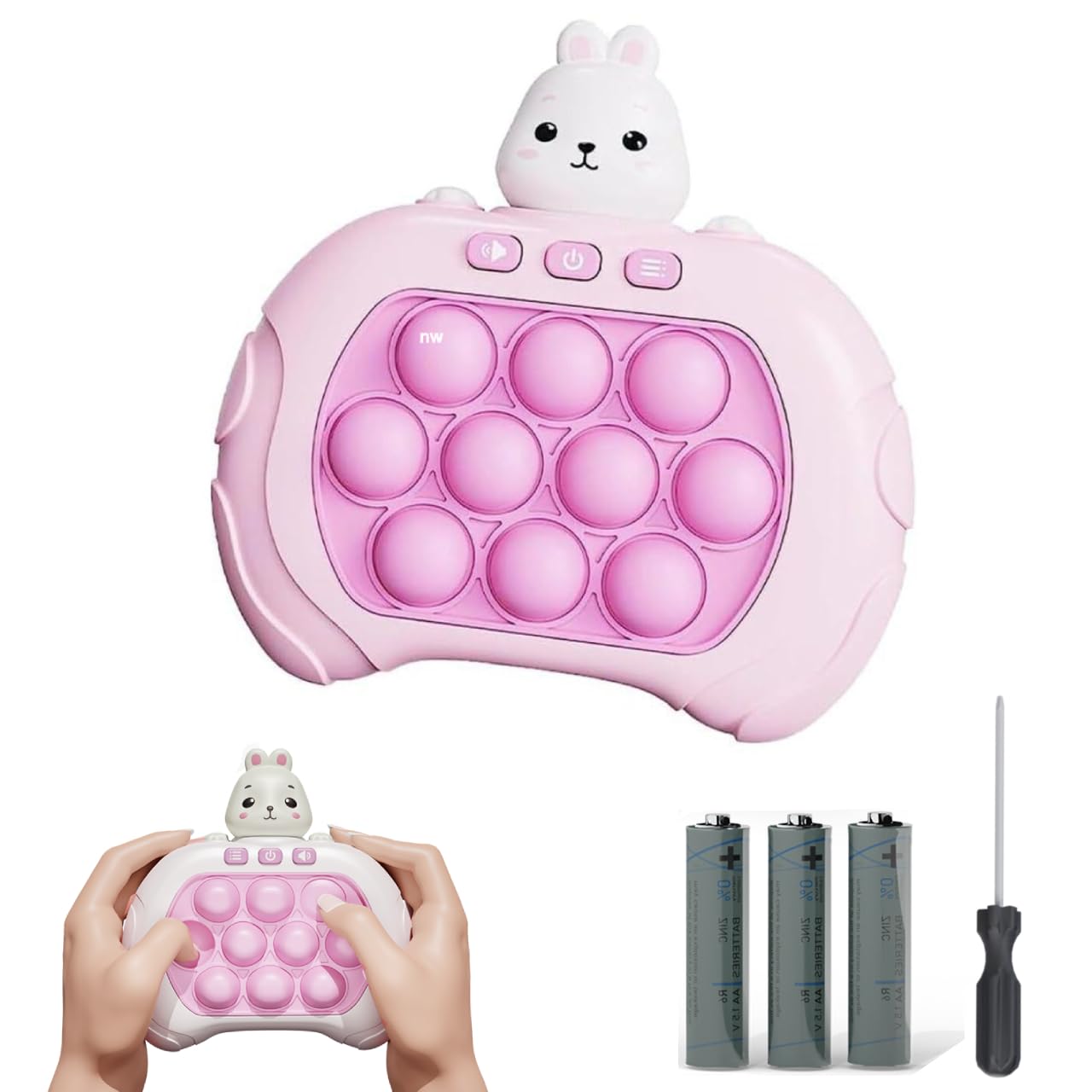 Hodlvant Quick Push Bubble Stress Toy, Light Up Sensory Toys for kids, Tap Pop Tap Smart Fidget, Decompression Breakthrough Puzzle Game Console, Toys for 3-10 Year Old Girls, Relief Party Favors