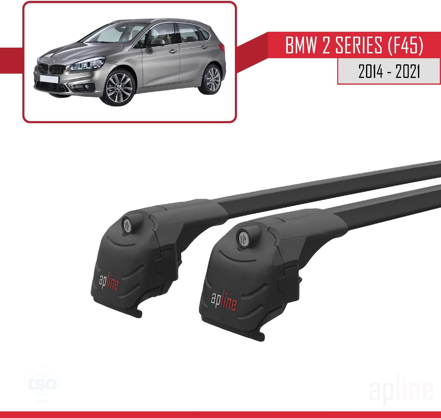 Compatible with BMW 2 Serisi (F45) Active Tourer 2014-2021 ACE-2 Type Car Roof Rack Cross Bar Black Aluminium Bars