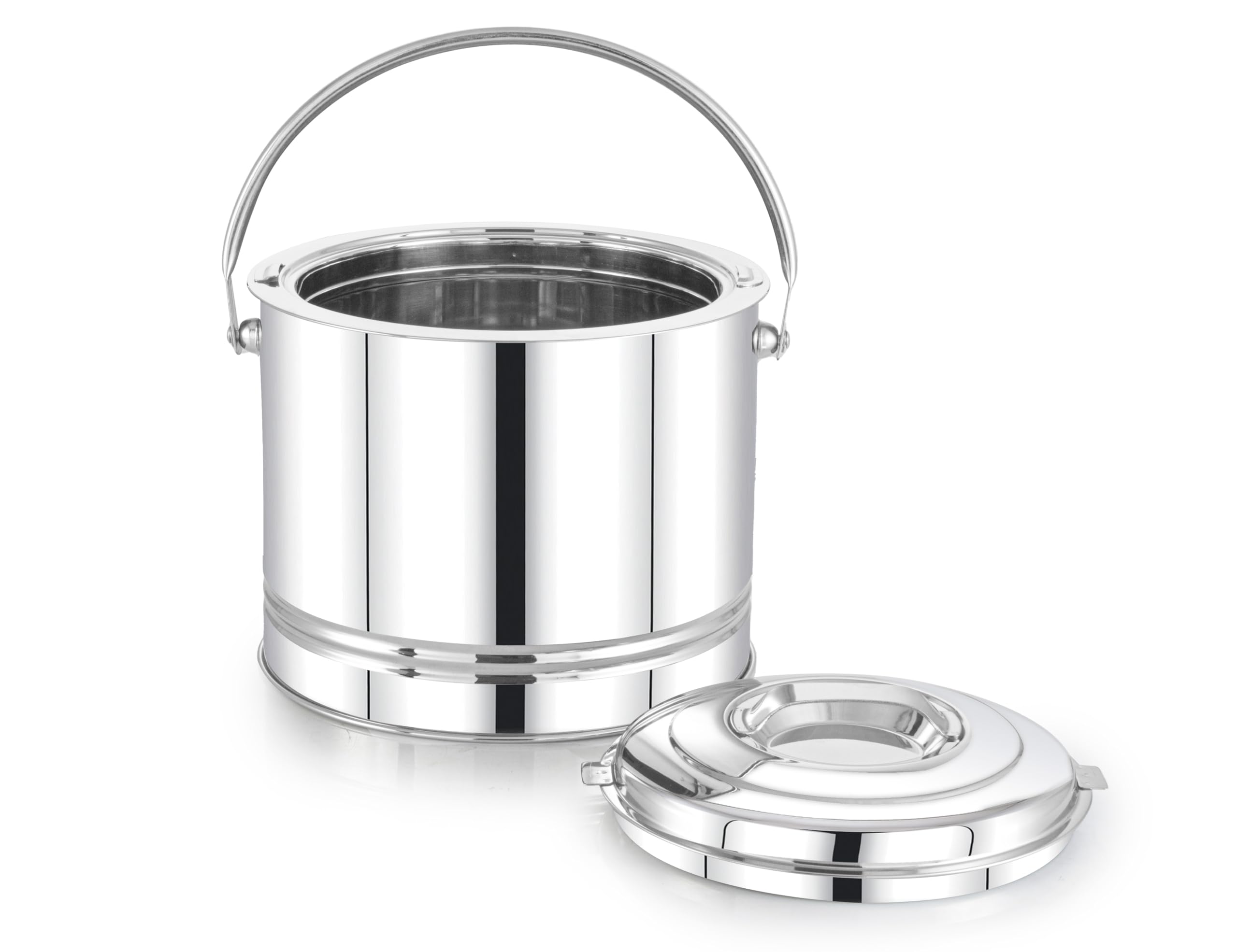 Expresso Stainless Steel Insulated Hot Pot with Handle – 5 Ltrs – Double Wall Food Warmer & Casserole – Keeps Food Hot for Hours – Mirror Finish, Rust-Proof – Ideal for Rice, Chapati & Curry 1