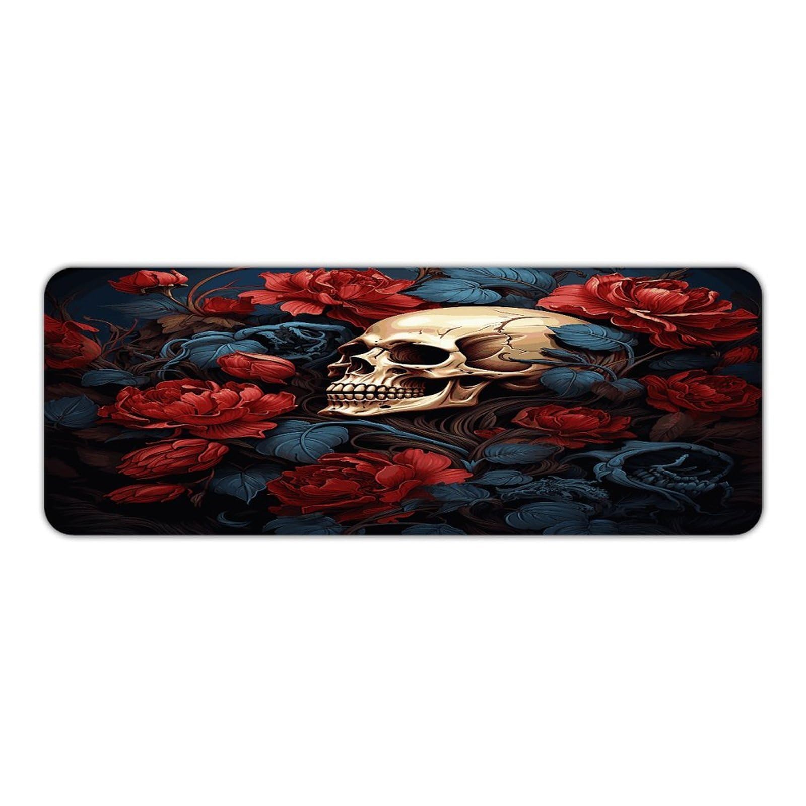 Alfombra de cocina de calavera lavable de 45x120 cm con base antideslizante