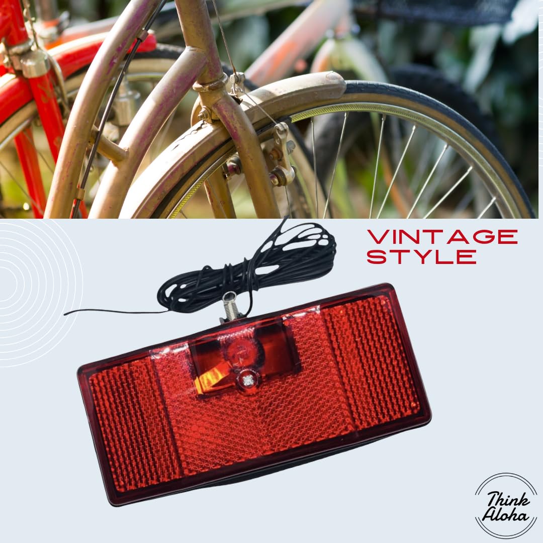 Think Aloha - Fanale bici posteriore per dinamo • Bici Olanda - R - Graziella - City Bike • Fanalino Bicicletta • Luce rossa • Stile Vintage Retrò • Illuminazione