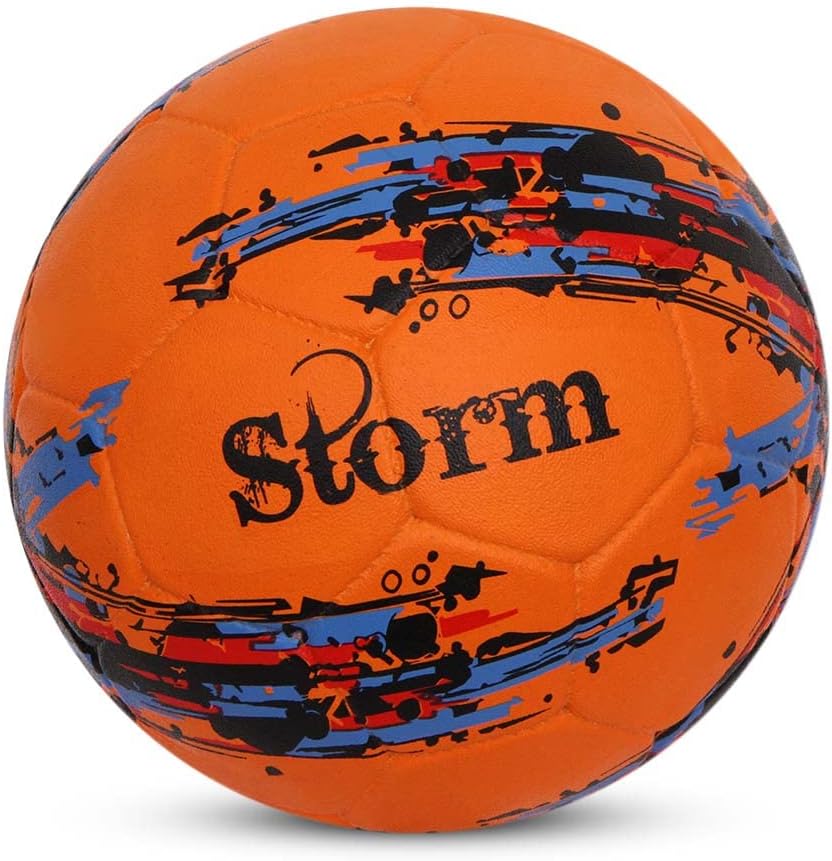 NIVIA Storm Soccer Ball – Rubberized Molded, Size 5, Orange | Durable Training Ball for Hard Ground Without Grass | Suitable for Men & Women