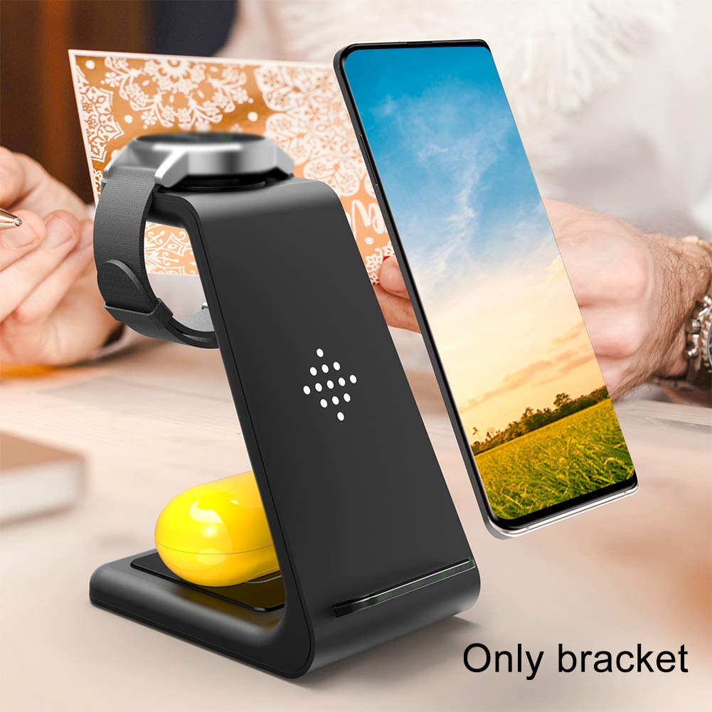 Caricatore senza fili, 3 in 1, stazione di ricarica wireless per Samsung S7/S7 Edge/S8/S9/S10/S10Plus, Galaxy Orologi e Buds, controllo della temperatura di ricarica veloce
