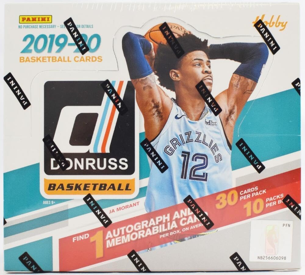 2019-20 Panini Donruss NBA Basketball Factory Sealed Hobby Box. 10 packs of 30 Cards. Each Box contains One Autograph Card, One Memorabilia Card, and 60 Inserts and/or Parallels, on average.