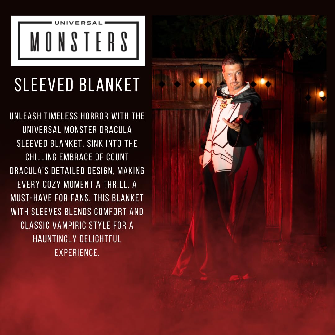 Franco Collectibles Universal Monsters Dracula Halloween Horror Super Soft Cozy Wearable Sleeved Throw Blanket, 70 in x 48 in (Officially Licensed Product)