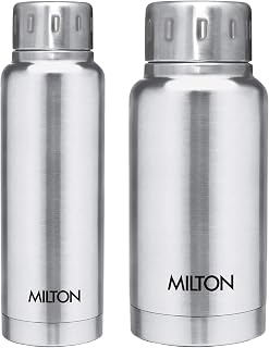 Milton Elfin Vacuum Flask, 160 ml (EC-TMS-FIS-0051_Silver) & Elfin Thermosteel Flask, 300 ml, Silver Combo Price In India