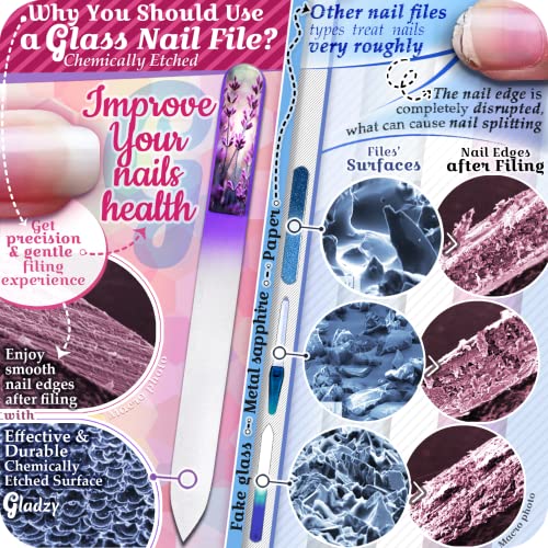 Gladzy GL-AIOS-CLEAR Genuine Czech Glass Nail File Set By Gladzy - Callus Remover Foot Rasp thumb #5