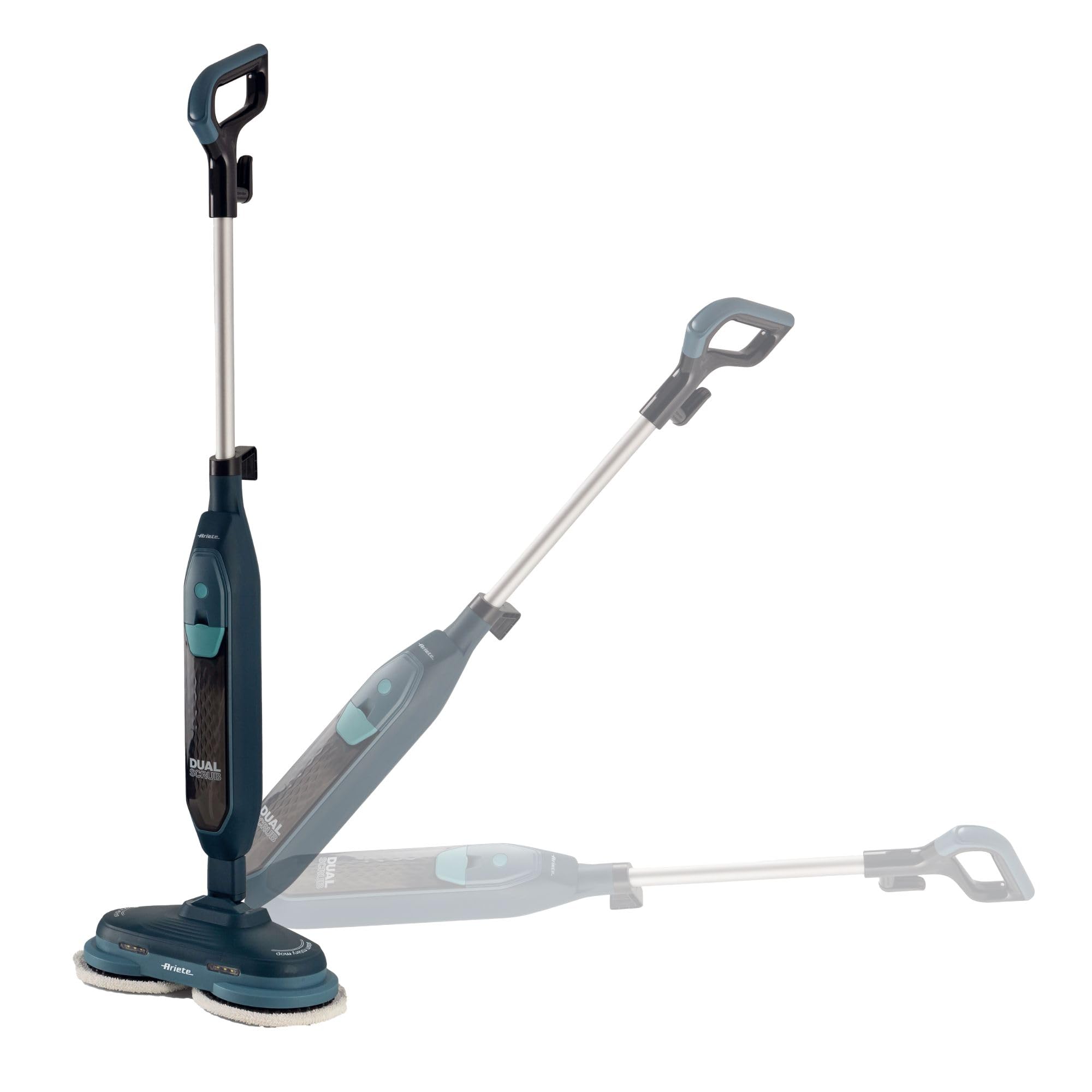 Ariete 4178 Dual Scrub Steam, Scopa a vapore con panni rotanti, 1200W, Serbatoio 400cc, 2 velocità, 4 panni, Blu