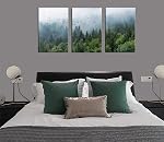 Large Green Forest Wall Art Tropical Virgin Forest Mountain Bird Contemporary Canvas Pictures Modern Artwork Framed for Bathroom Bedroom Nursery Living Room Home Office Kitchen Wall Decor 40 x 60cm 3 Pieces