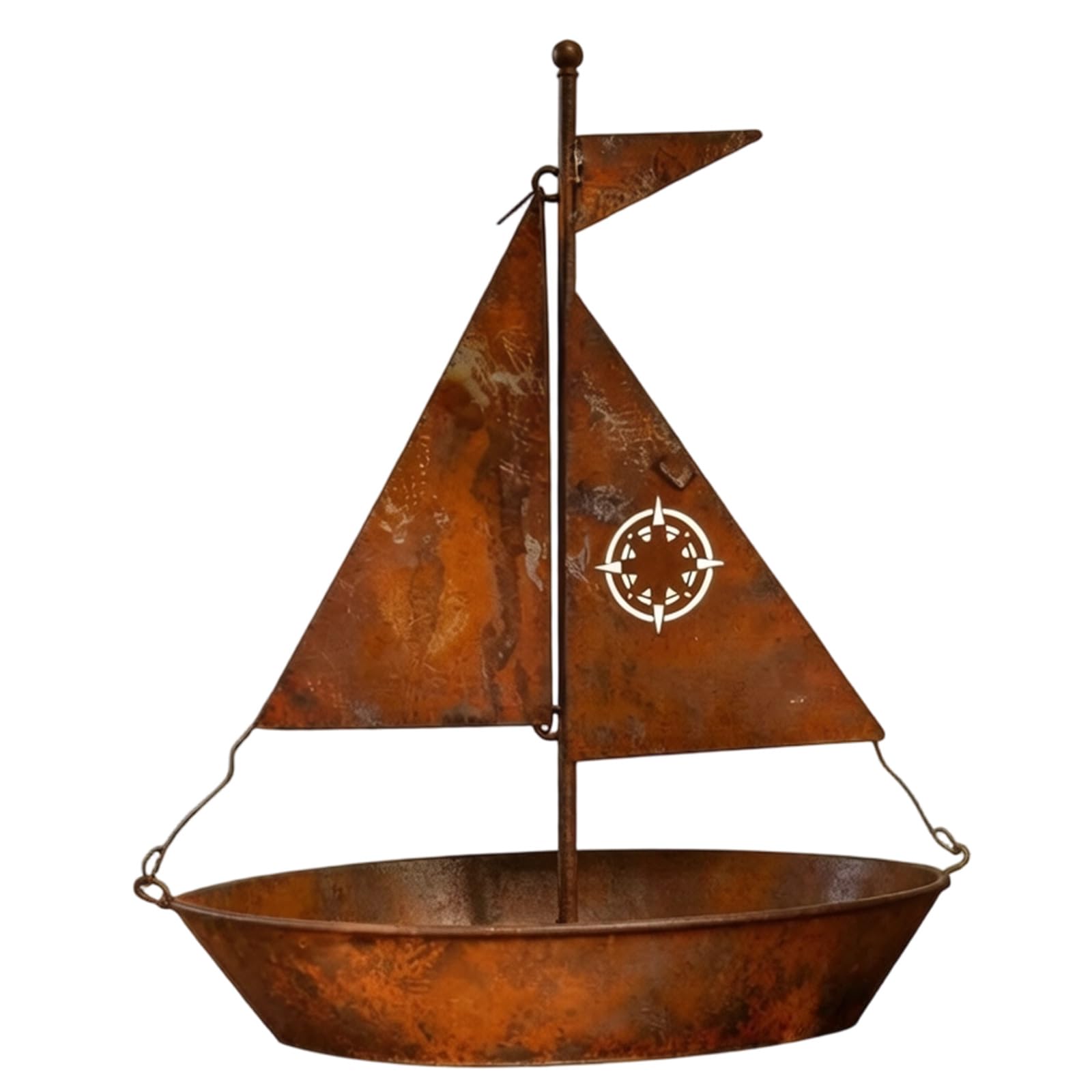Ljmyy Unique Sailboats Shape Metal Flower Pots Elegant Rusty Sailboats Alloys Planter for Indoor Outdoor Decoration