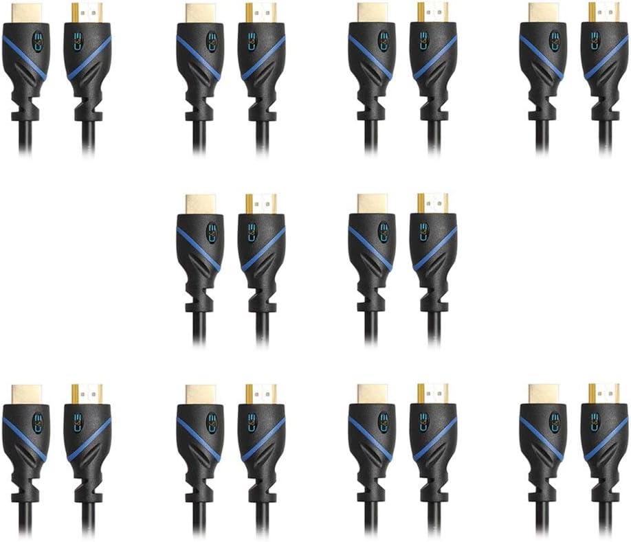C&E High Speed HDMI Cable with Ethernet Black, (3 Feet/0.9 Meters), Supports 4K, 3D and Audio Return (10 Pack)