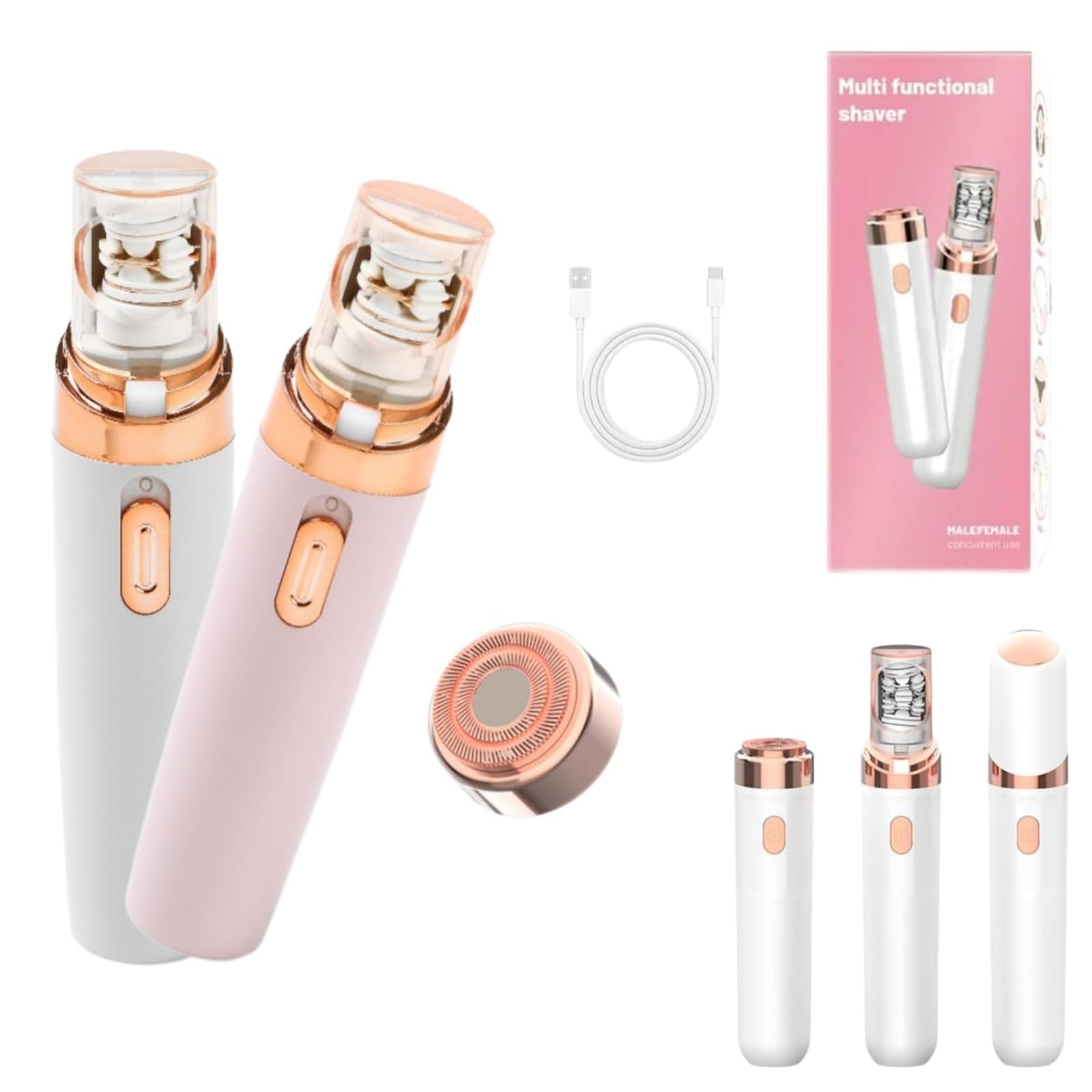 Veliss Epilatore Viso, Mini Strumento Portatile per la Depilazione di Sicurezza, Epilatore Facciale per Donna 2 in 1