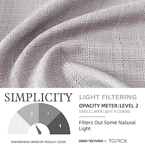 TOPICK Grey Kitchen Curtains 36 Inch Drop Small Cafe Curtains Linen Textured Light Filtering Curtain Tiers for Bathroom Sink Rod Pocket 2 Panels - Image 4