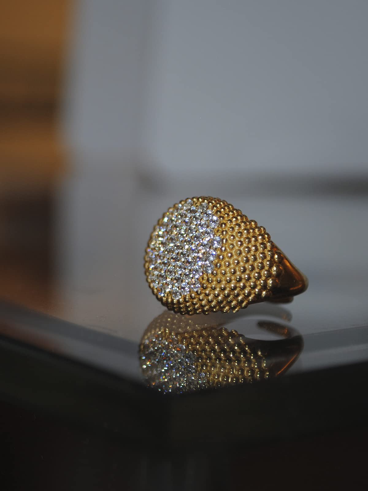 Anello Chevalier da Mignolo in Argento 925% Regolabile Pavé di Zirconi - Anello modello Giulia per Donna e Ragazza