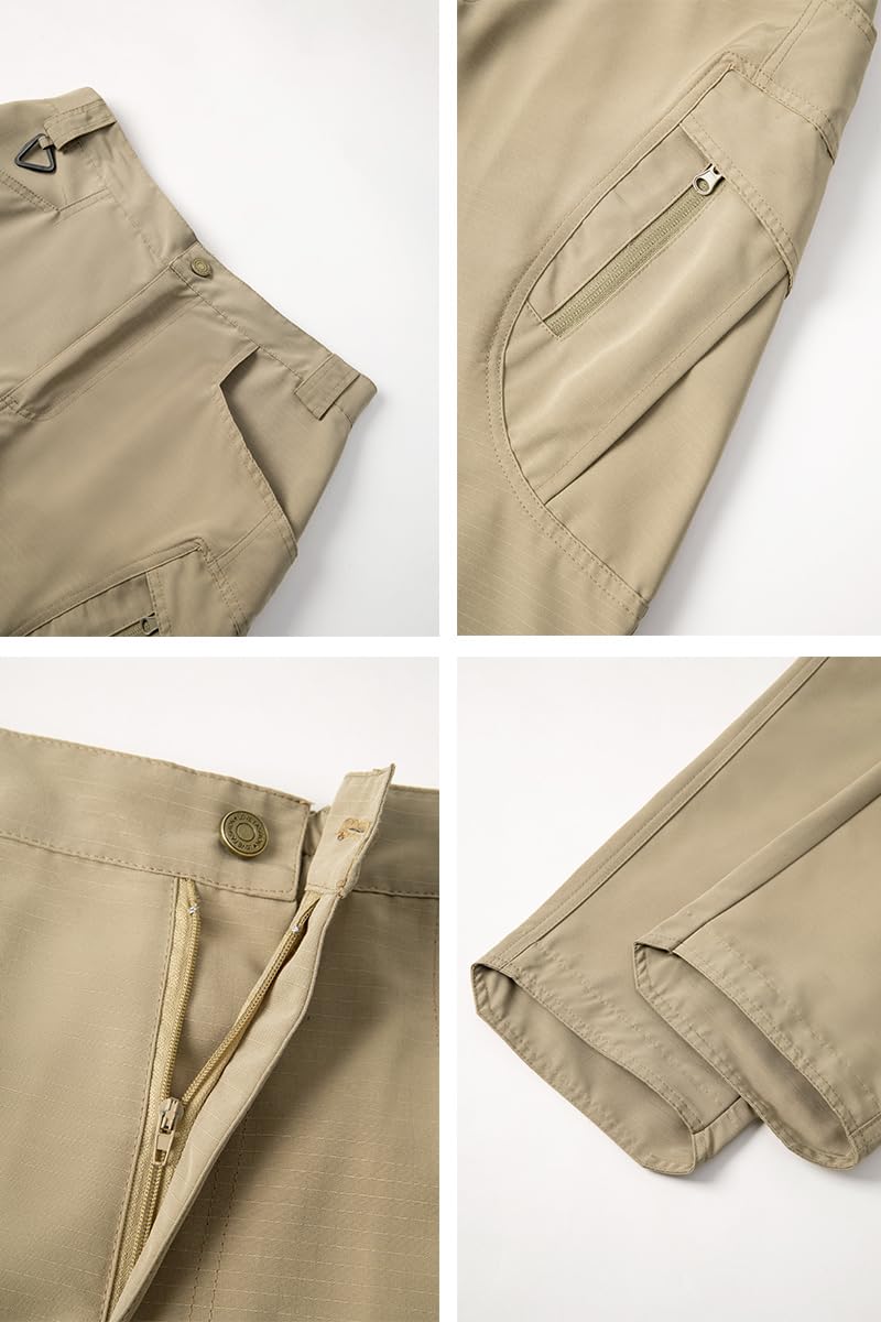THWEI Pantalones cargo tácticos para hombre, resistentes al agua, para senderismo, trabajo al aire libre, con múltiples bolsillos, sin cinturón