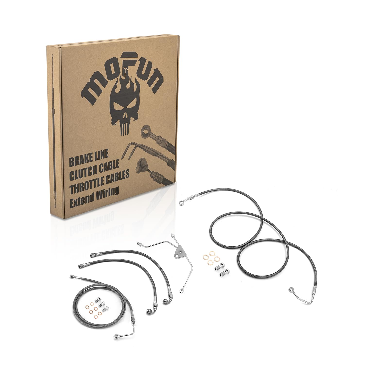 Mofun Extended Upper and Lower ABS Hydraulic Front Brake Line Compatible with Harley Touring ABS Street Electra Road Glide Road King 2009-2013, Fit 12"-14" Handlebar Black