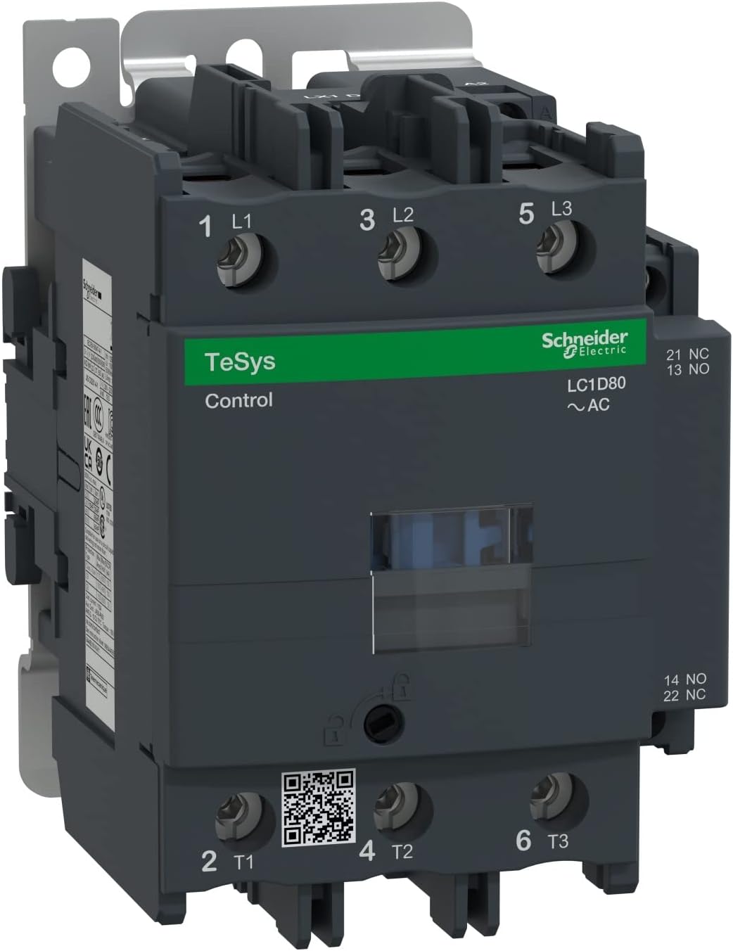Schneider Electric, TeSys D contactor - 3P(3 NO) - AC-3 - <= 440 V 80 A - 230 V AC 50/60 Hz coil, LC1D80P7