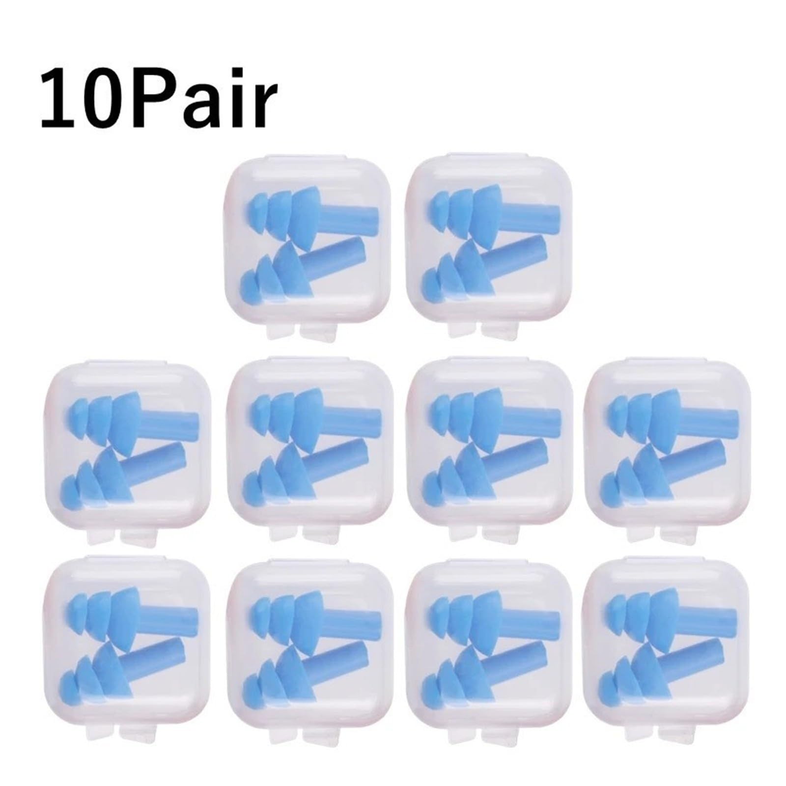 Tapones impermeables para los oídos de silicona suave, reutilizables, reducción de ruido (10 pares)