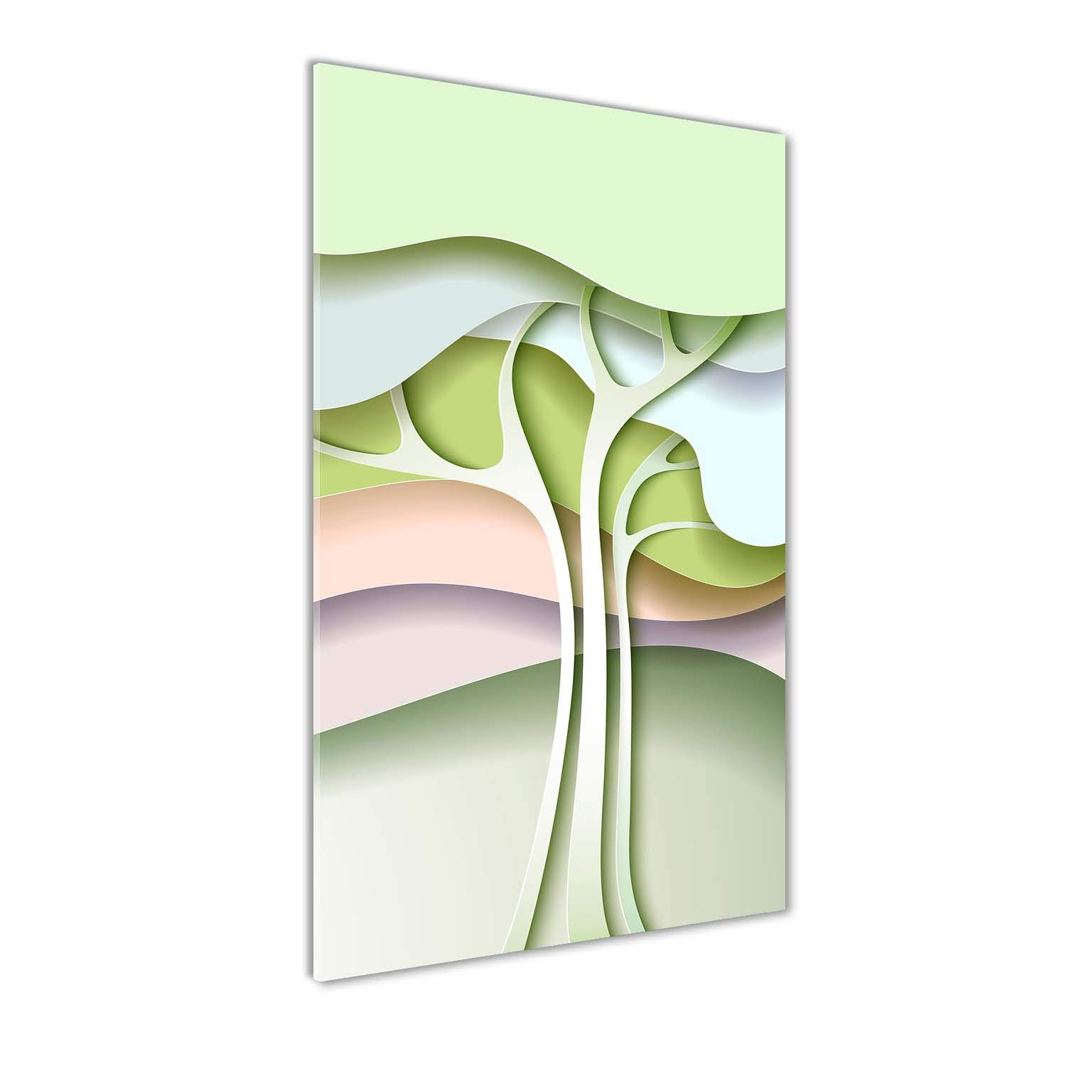 Tableau panoramique arbre abstrait vert pour decoration cuisine et salon