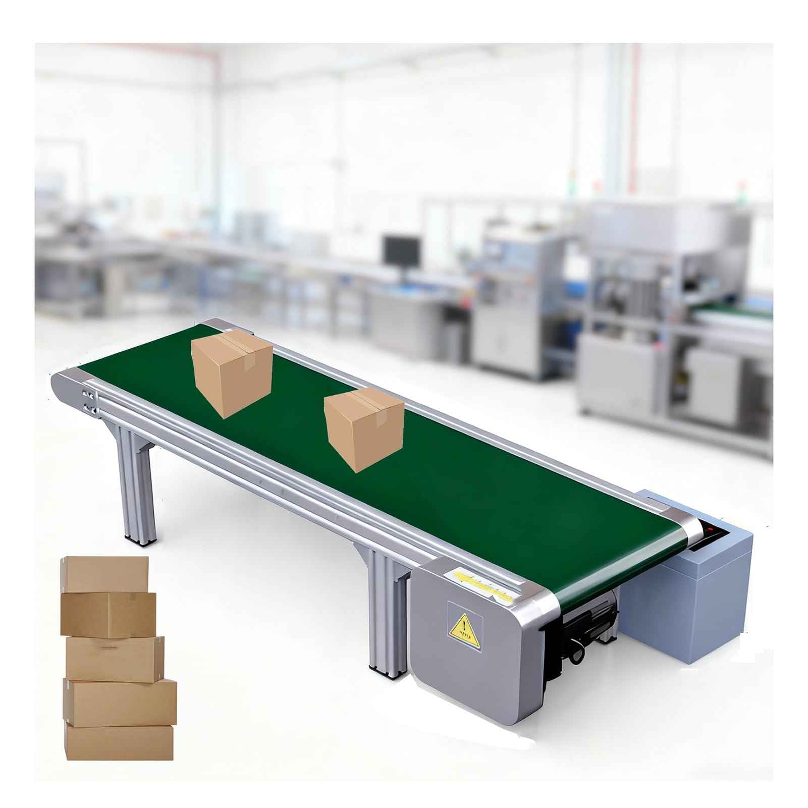 AYCDL Electric PVC Belt Conveyor System, 80x10cm Quiet Motor Aluminum Alloy Frame, Ideal for Packaging Factory Assembly Line Cargo Transport,Green-80x10cm