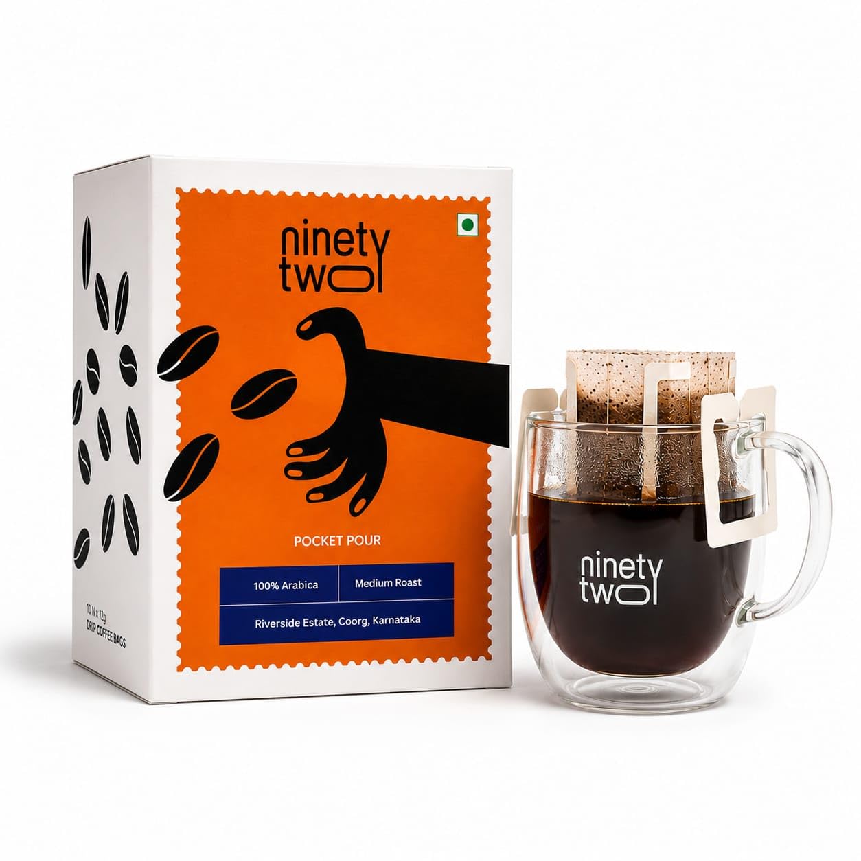 NINETY TWO Ground Coffee Drip Bags | 100% Specialty Arabica | Roasted Coffee Beans | Ready-to-Brew Filter Coffee Bags for Hot & Cold Brew-picture-26