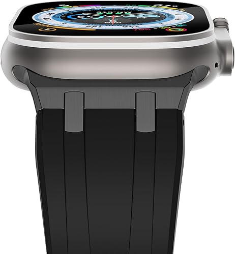 NewWays Correa para Apple Watch Ultra Band de 1.929 in, 1.772 in, 1.732 in, 1.654 in, para hombres, correa de goma de silicona líquida deportiva